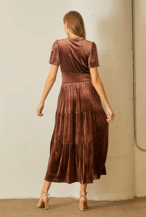 Velvet Maxi Dress with Embroidery