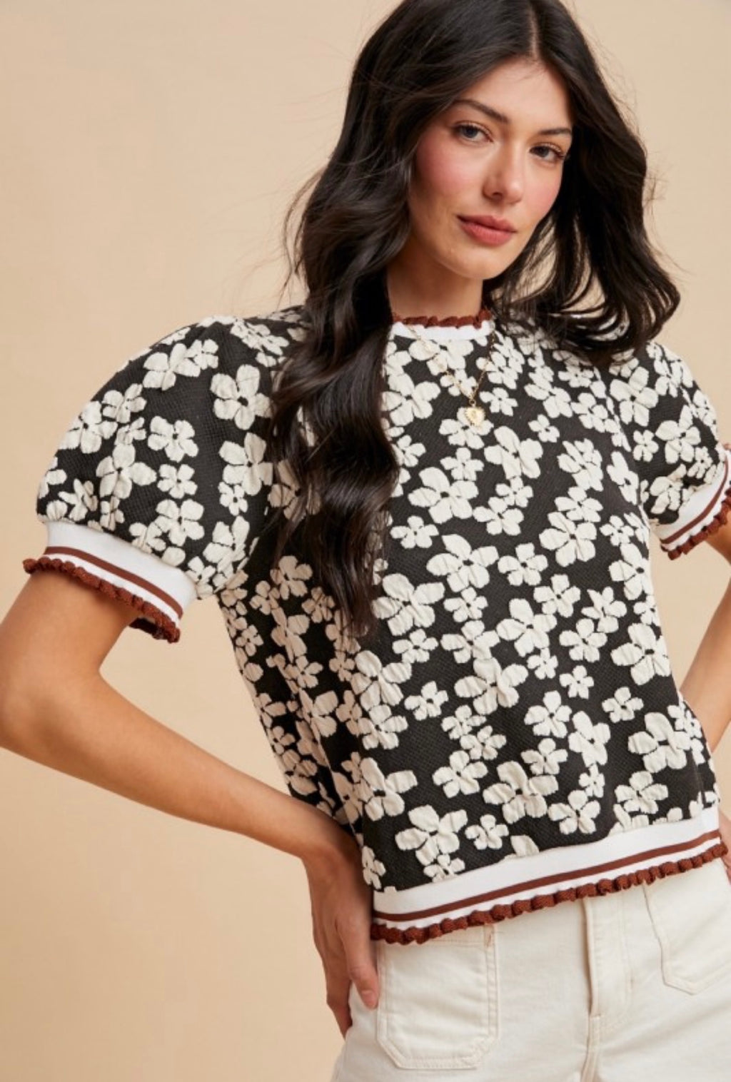 Harper Embossed Floral Knit Top