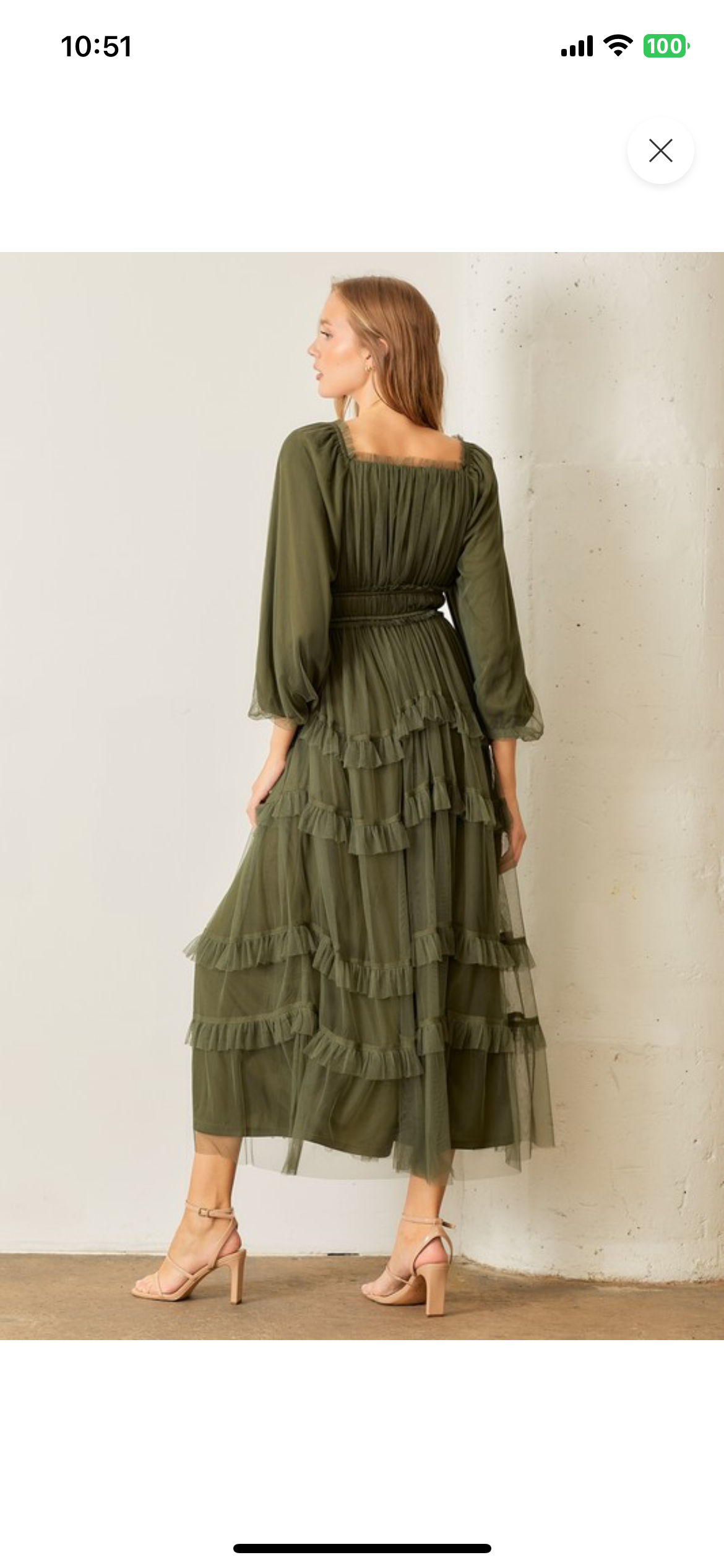 Ruffle Tiered Dress Dark Olive