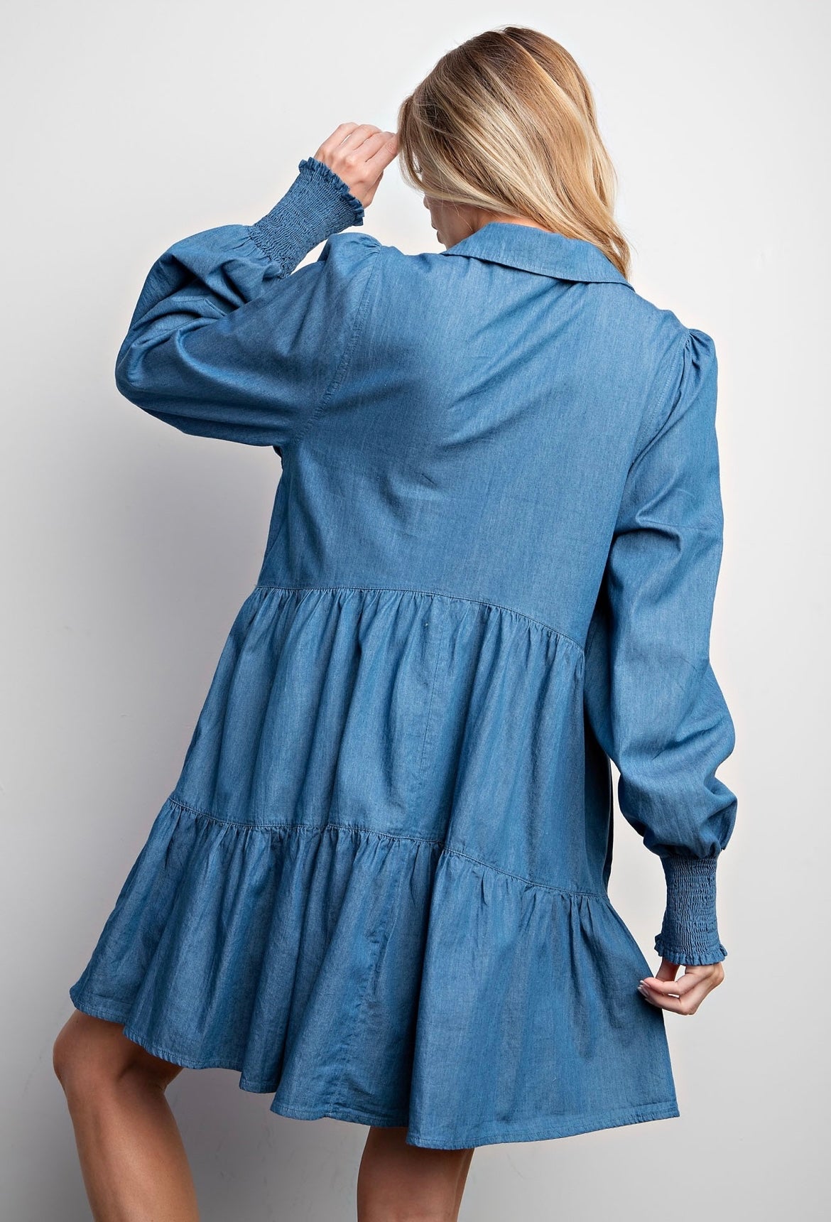 Denim Dress with Ruffles