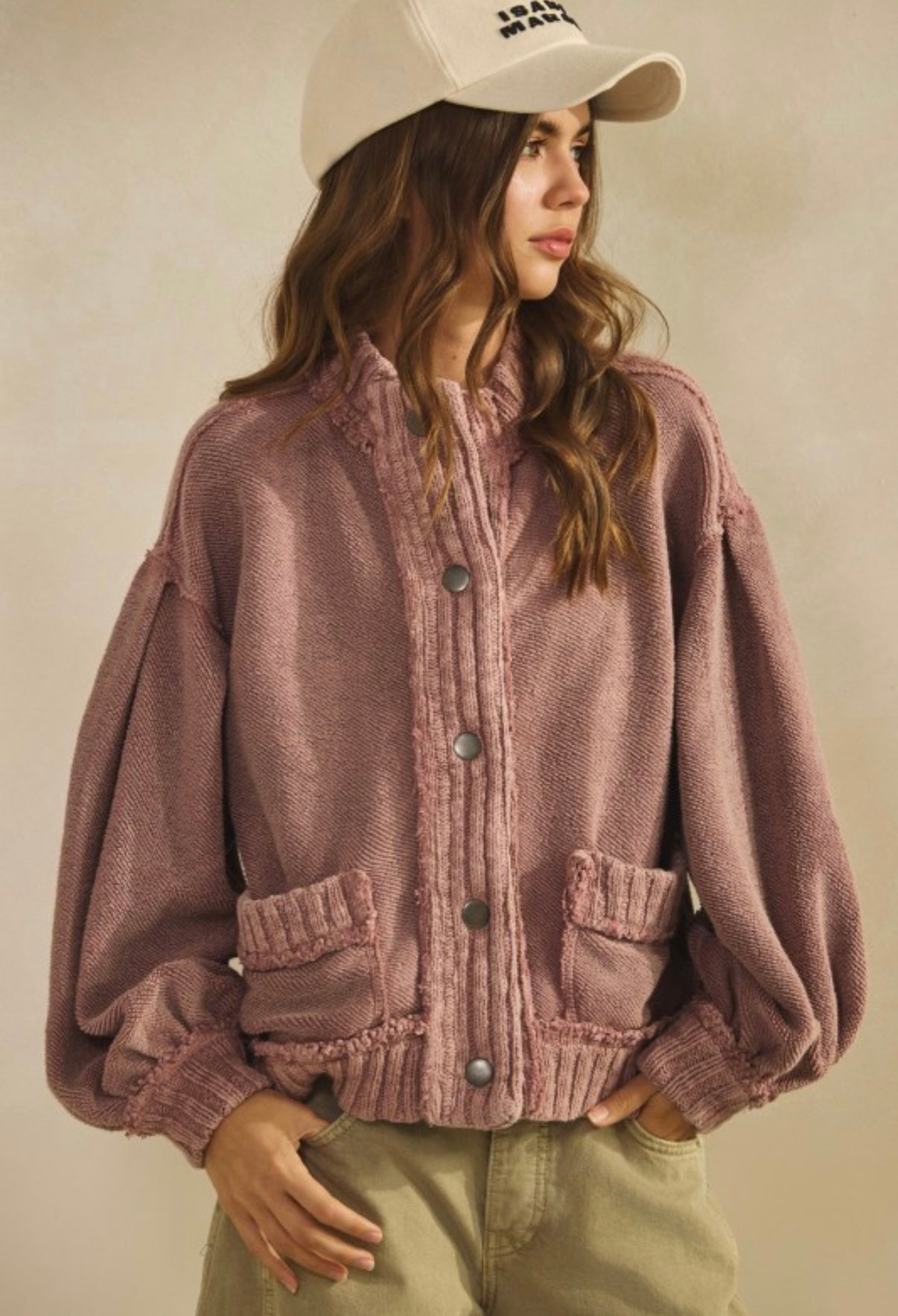 Vintage Washed Rib Trim Jacket