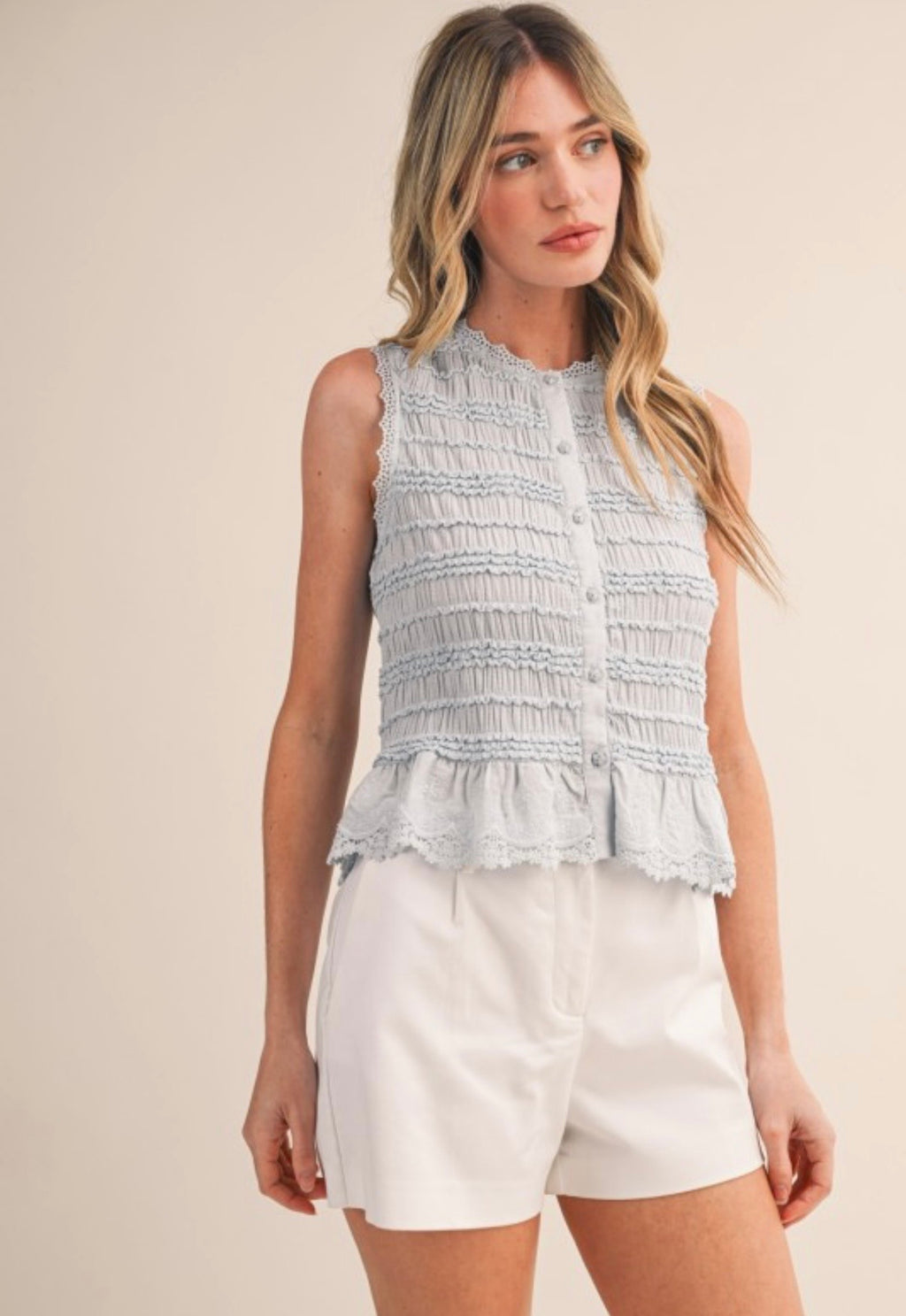 Anna Button Down Lace Top