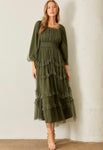 Ruffle Tiered Dress Dark Olive