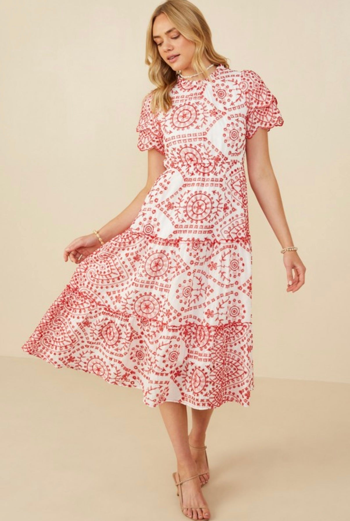 Ruby Eyelet Lace Midi Dress