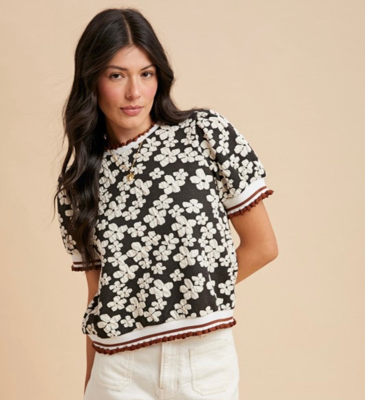 Harper Embossed Floral Knit Top