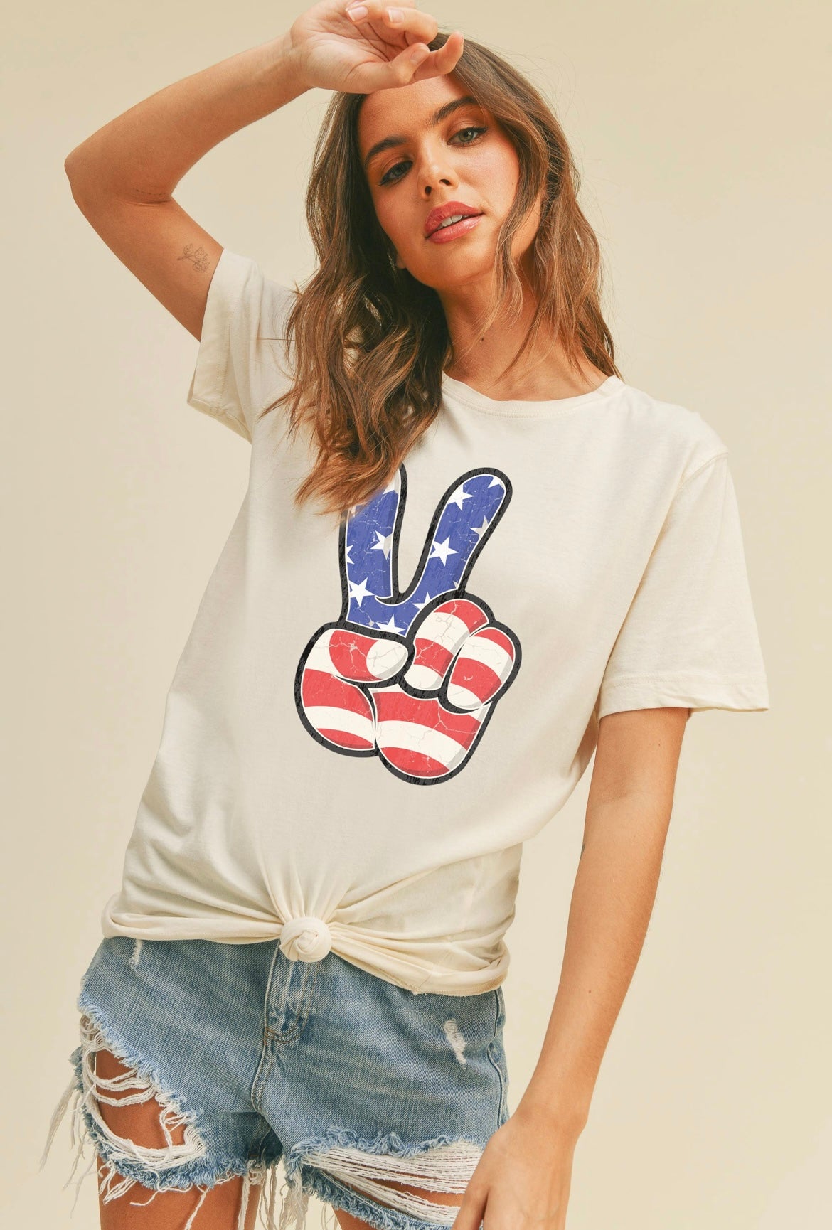Vintage White Peace & Freedom Tee