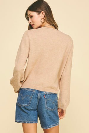Taupe Floral Embroidered Sweater