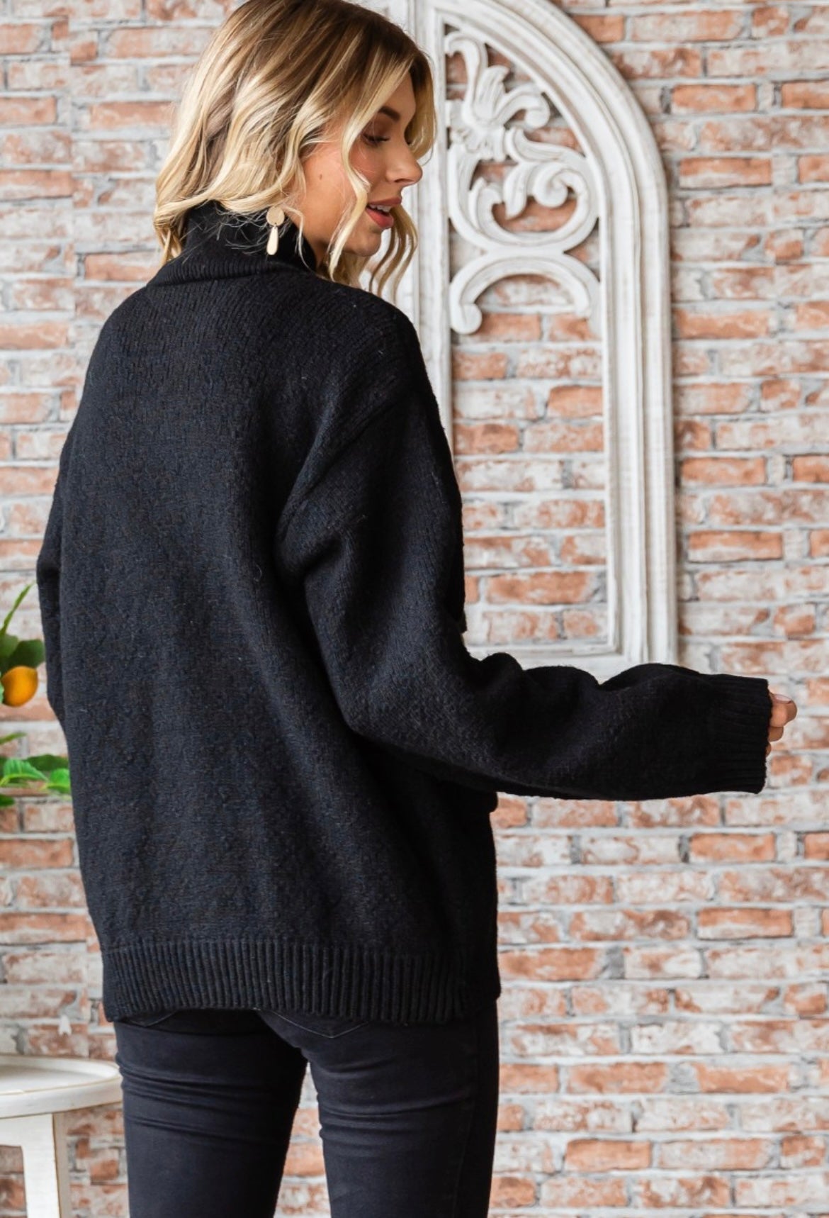 Black Sweater with Front Pockets