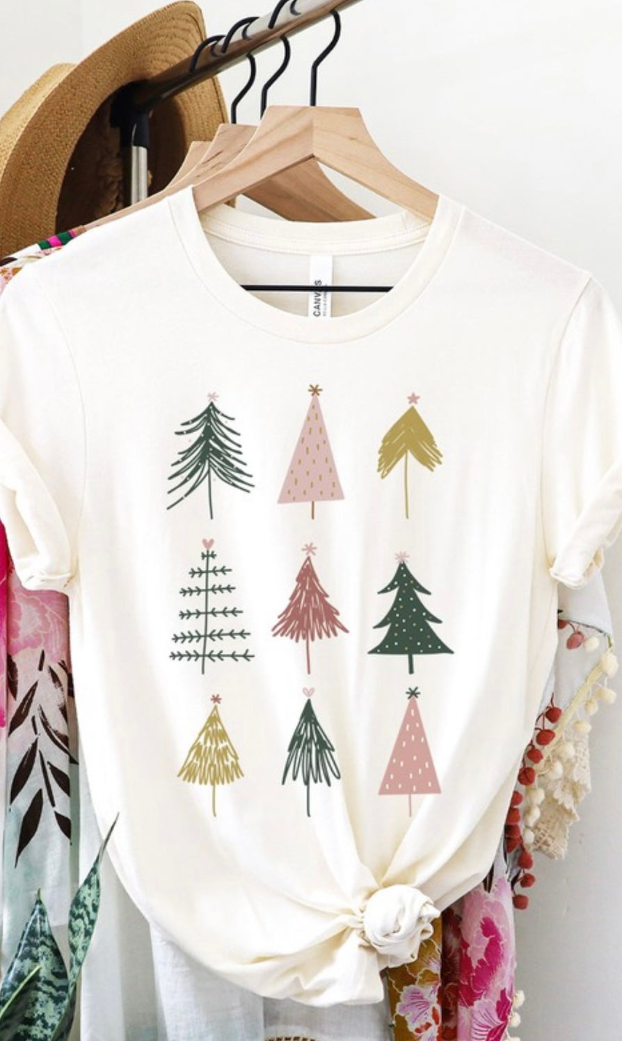 Colorful Christmas Tree Cream Tee