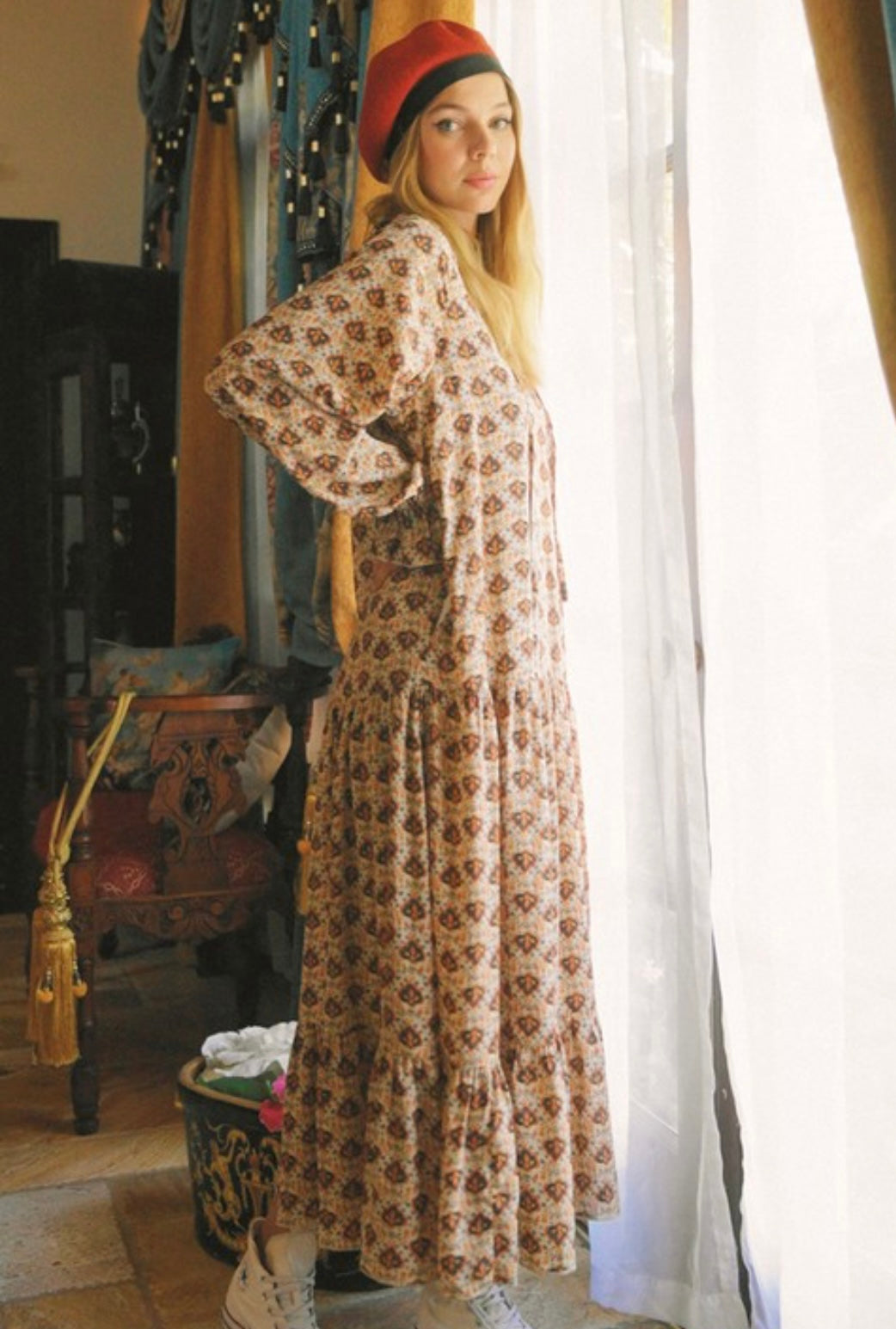 Ivory Boho Maxi Dress – Bays and Brooks - Main Image