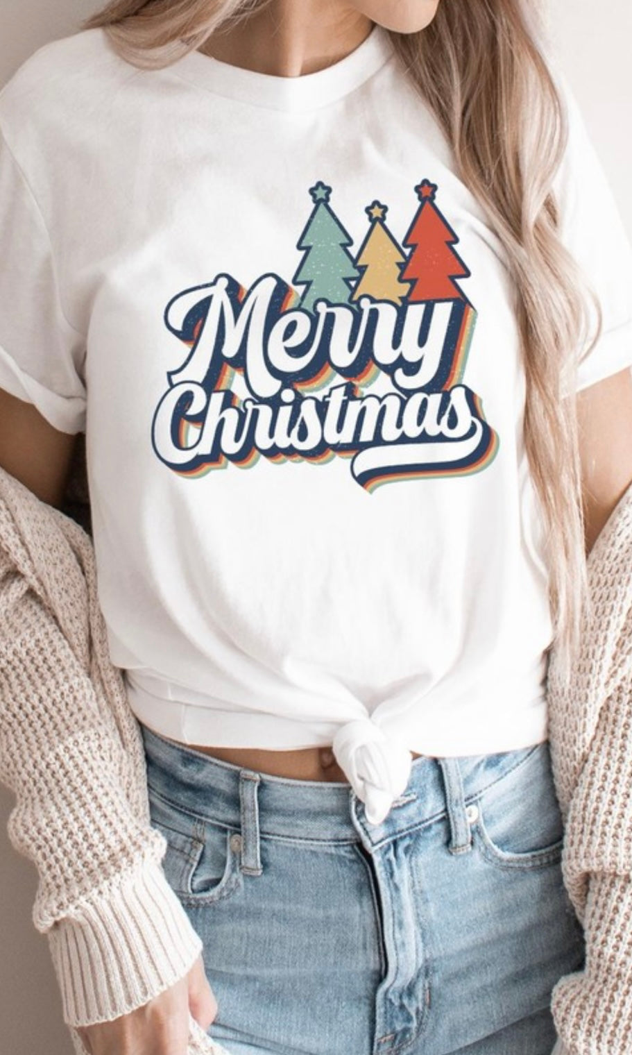Vintage Merry Christmas White Tee