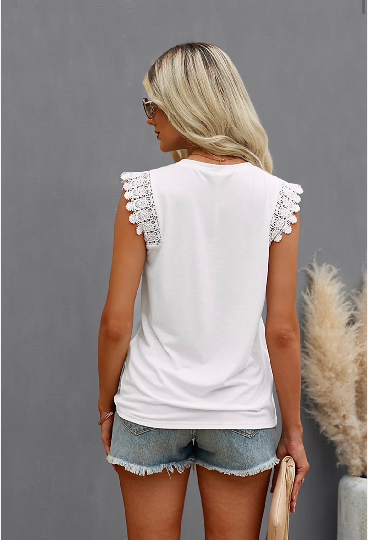 White Shoulder Deco Top