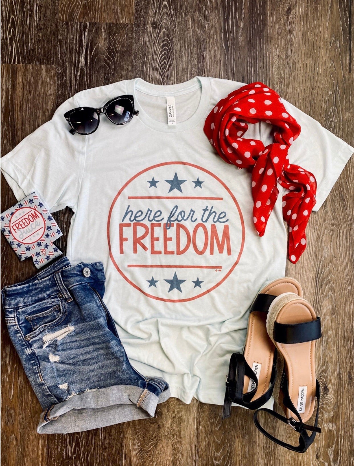 Here for the Freedom Ice Blue Soft Tee
