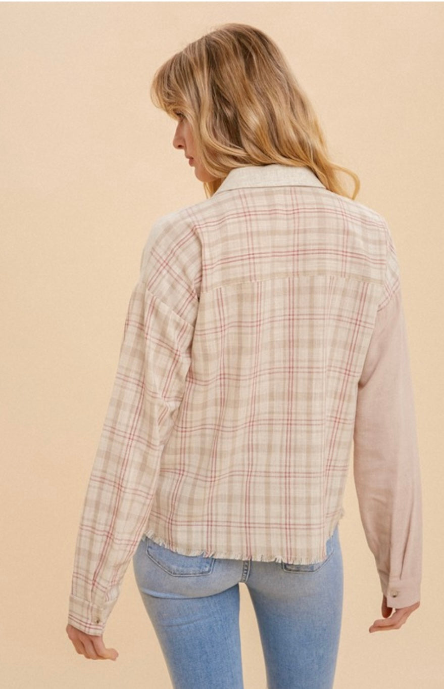 Colorblock button down top